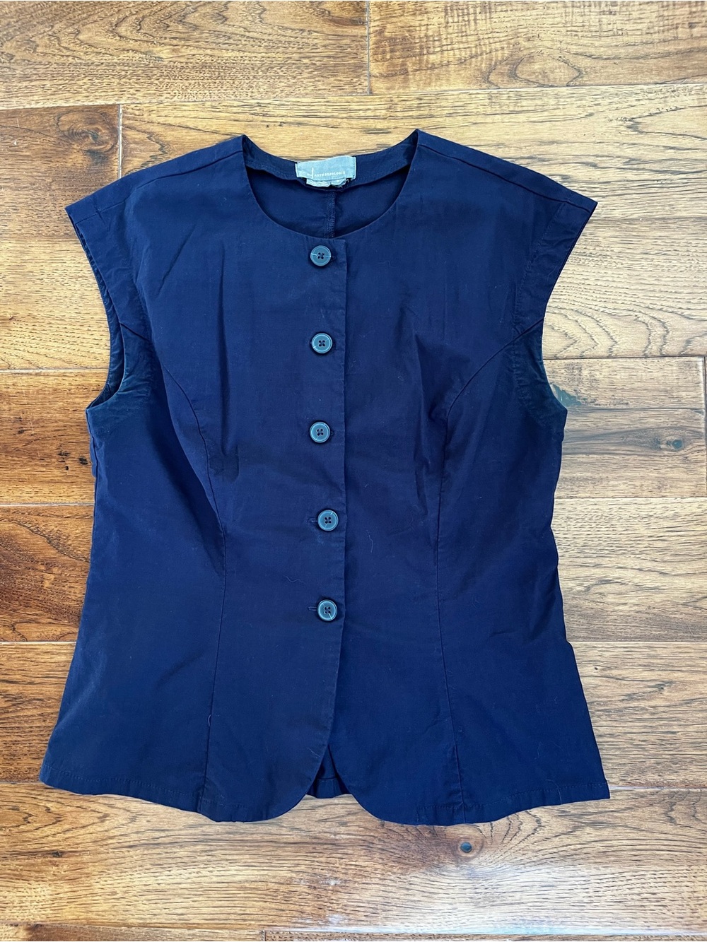 Anthropologie Navy Button Front Vest Top, Size Medium